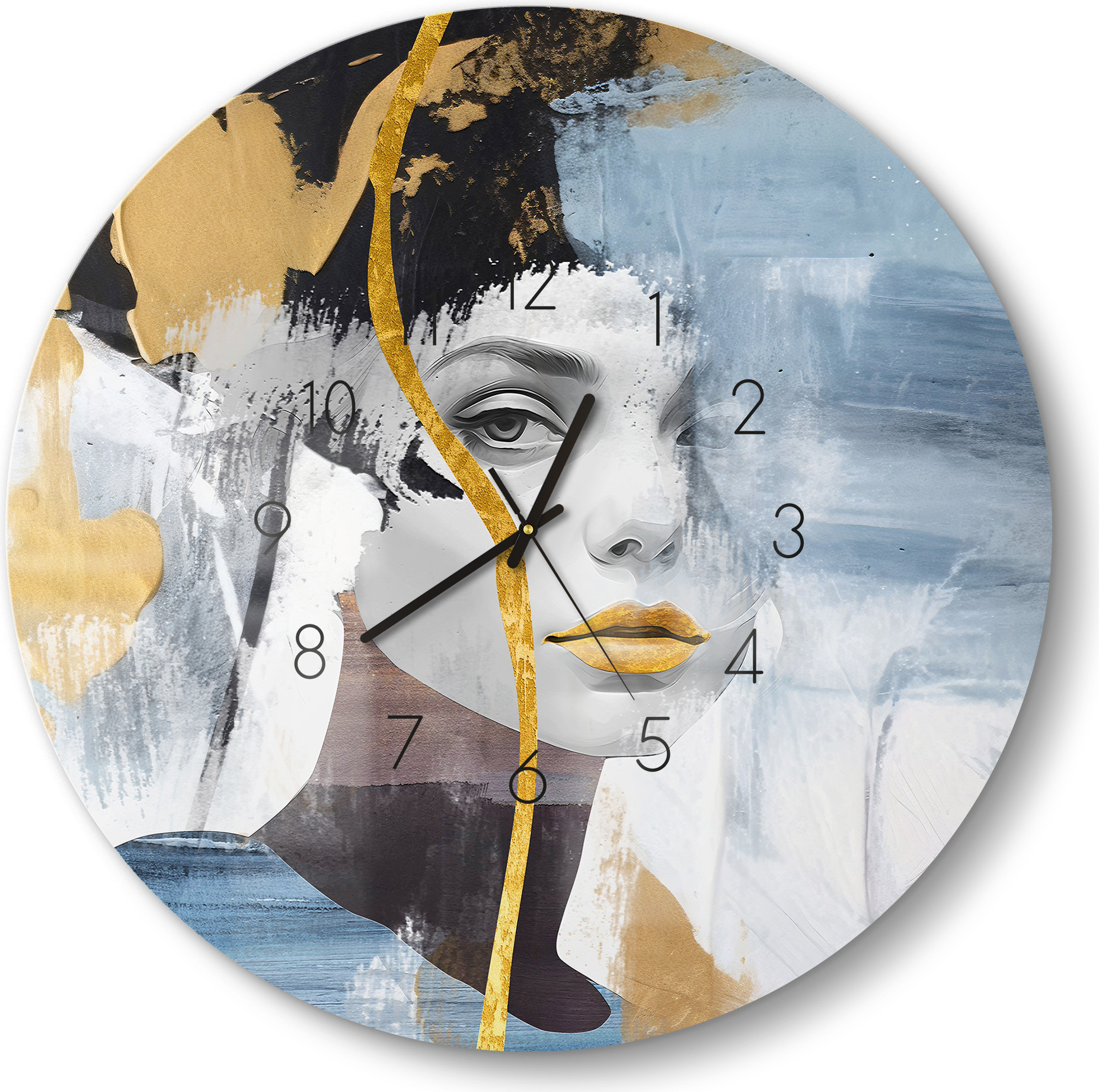 DEQORI Glasuhr Ø50 cm Zahlen 'Fragmentierte Eleganz' Wanduhr Glas Uhr Design leise Küchenuhr WC-D50-N-4492