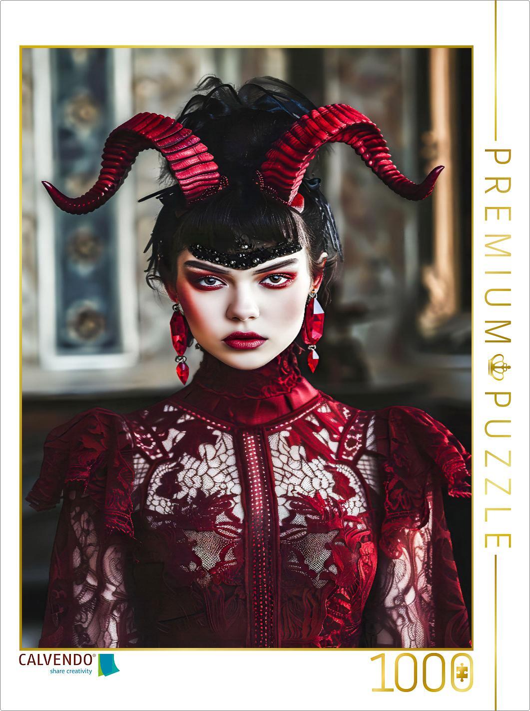 CALVENDO Puzzle Teufelin im Samtkleid. Gothikszene | 1000 Teile Lege-Größe 64 × 48 cm Foto-Puzzle für glückliche Stunden