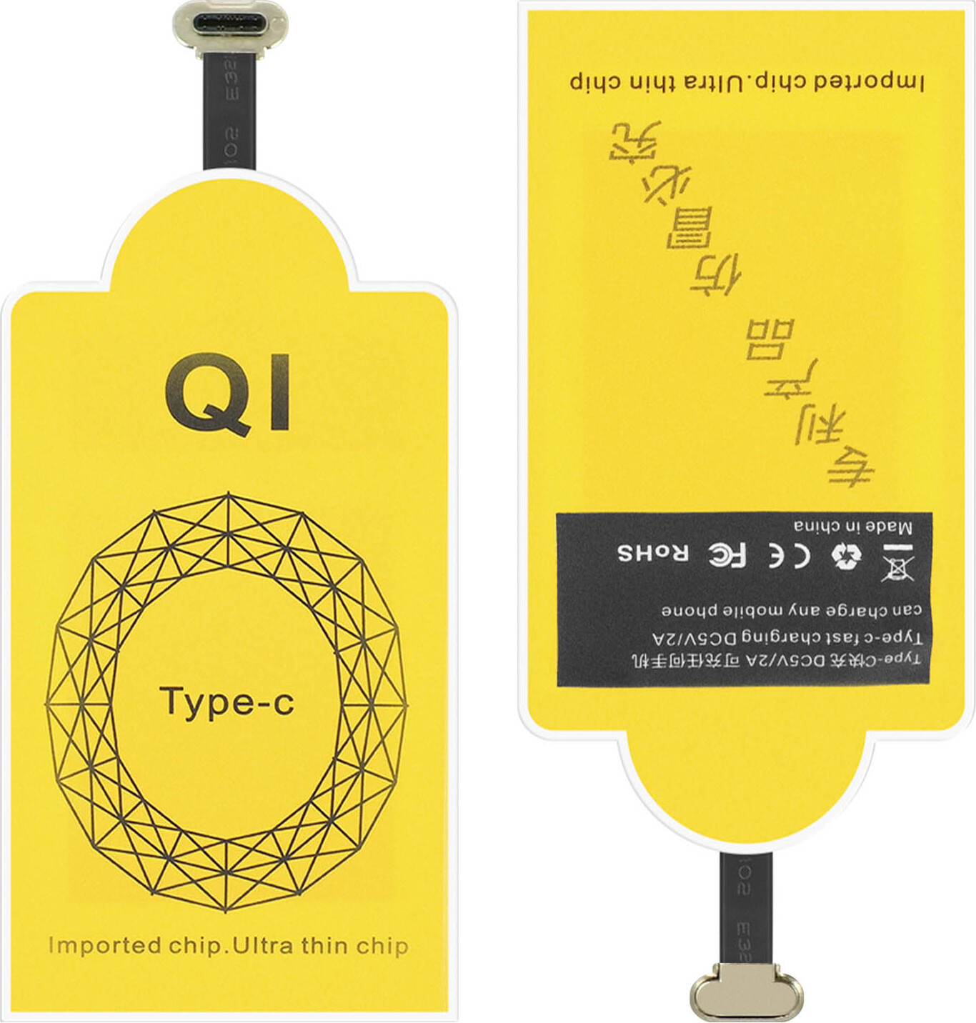 Avizar QI-Ladegerät Set: QI-Ladegerät + USB-C QI-Ladeempfänger - Schwarz PAKI-USBC