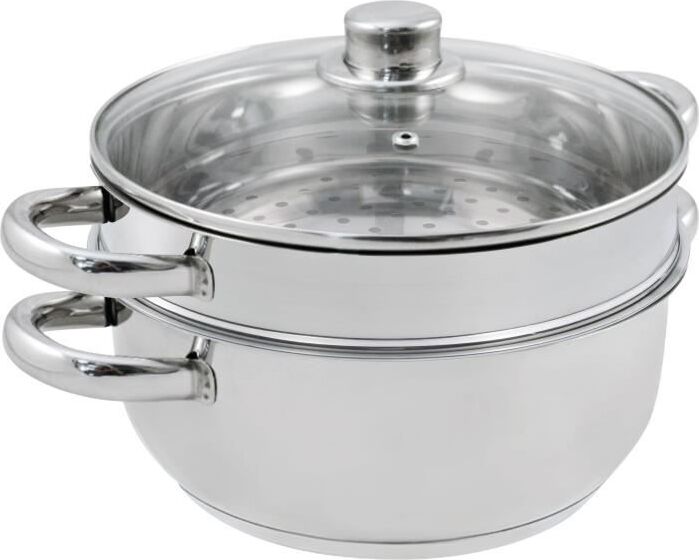 Dampfgarer BAUMALU, 24 cm, Edelstahl, 2-teilig, Grau BAU3216383426277