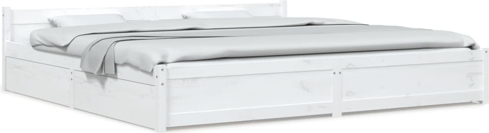 vidaXL Bett mit Schubladen Weiß 200x200 cm Lattenroste