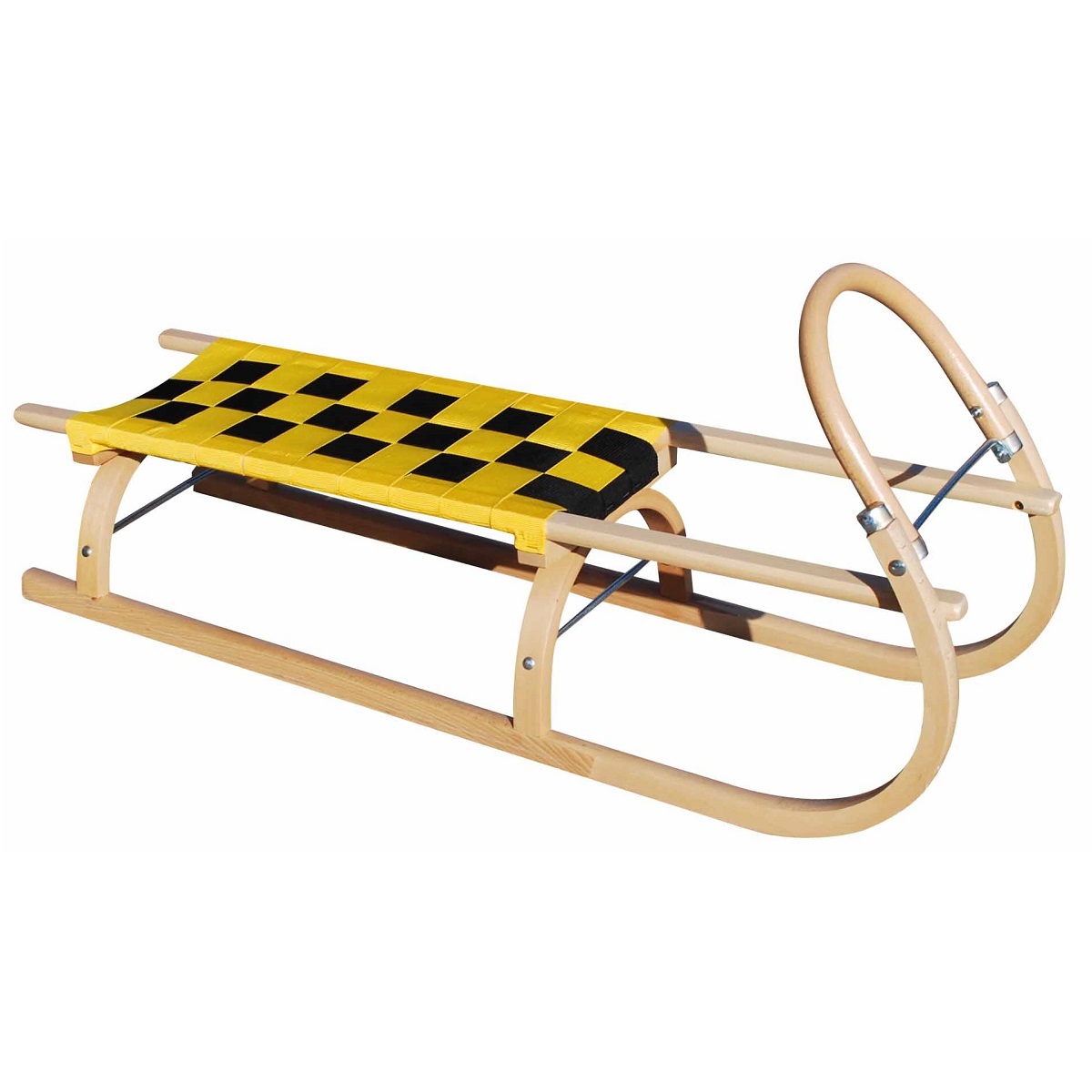 Holzschlitten SULOV 67 Länge 110 cm - gelb-schwarz RU-SANE-67-110-1