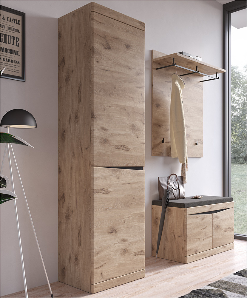 Lomadox Garderoben Set 3-teilig modern in Eiche TRIPOLI-129 LA129-TRIPOLI-129-SET1