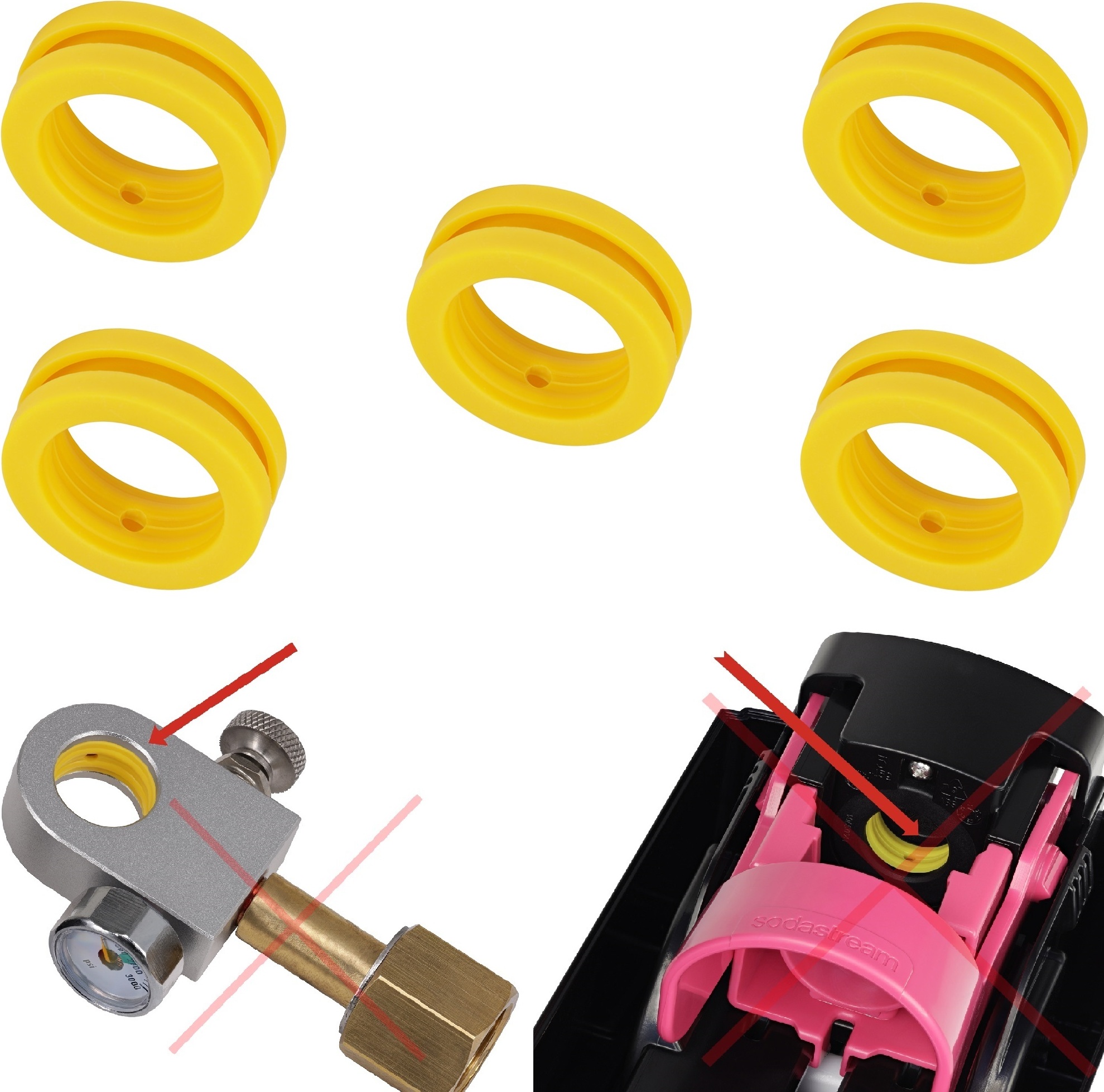 5x náhradné tesnenie pre fľašu C02 Quick Connect Pink kompatibilné so Sodastream Duo - Crystal 3.0 - Gaia - Art -Terra a C02 Refil Adapter