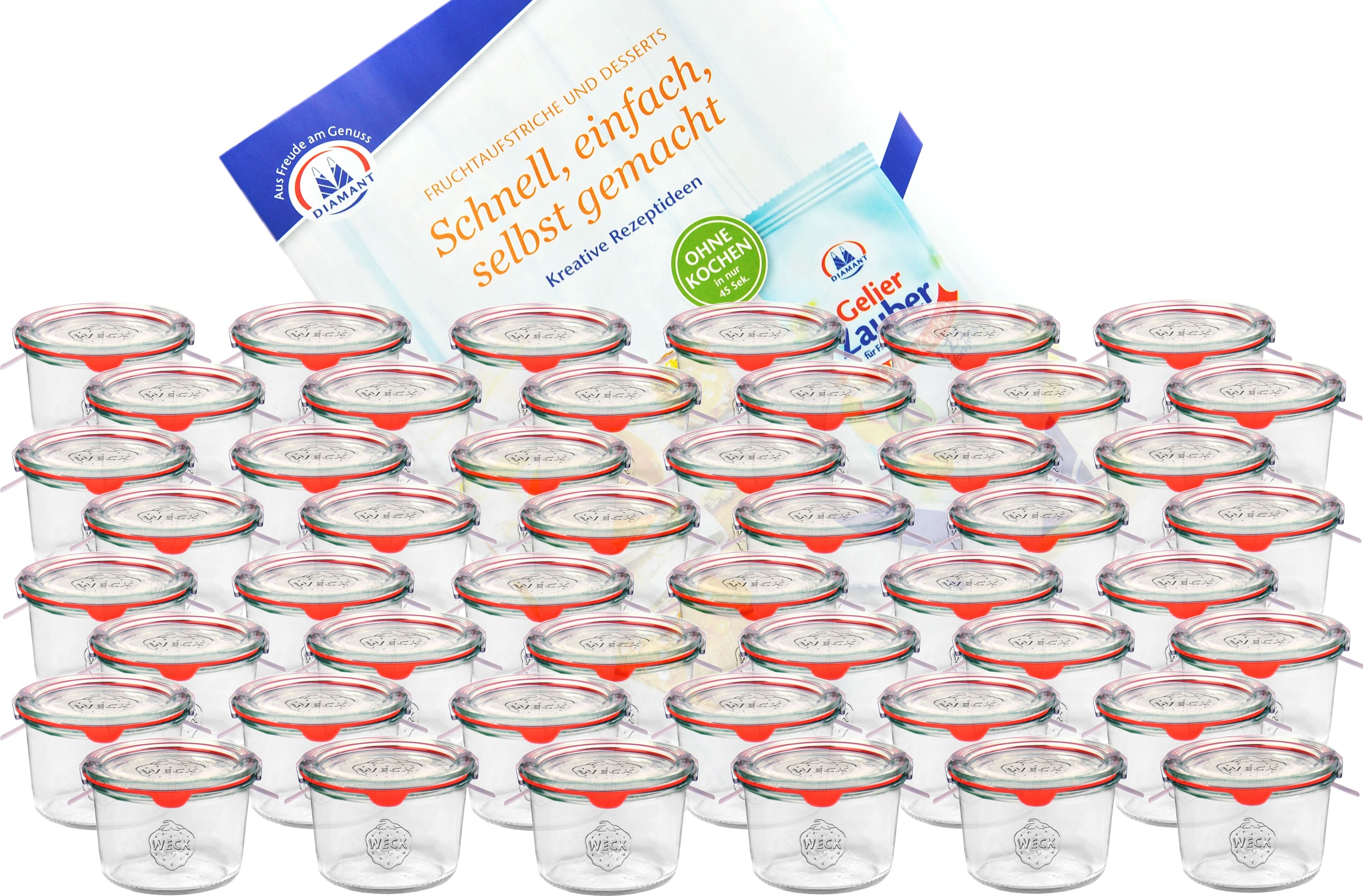 48er Set Weck Gläser 80ml Sturzgläser mit 48 Glasdeckeln,