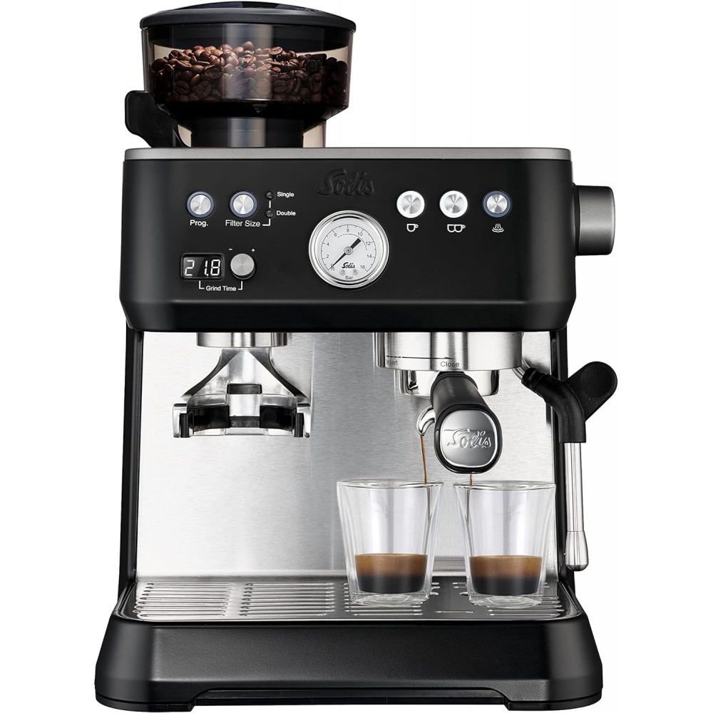 Solis Solis Grind & Infuse Perfetta 1019 espresso - piestový kávovar - kávovar na zrnkovú kávu - čierny