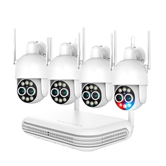 Kamerový systém WiFi, PTZ 8x zoom, inteligentná AI detekcia človeka, žiadny, 8CH NVR a 4 kamery