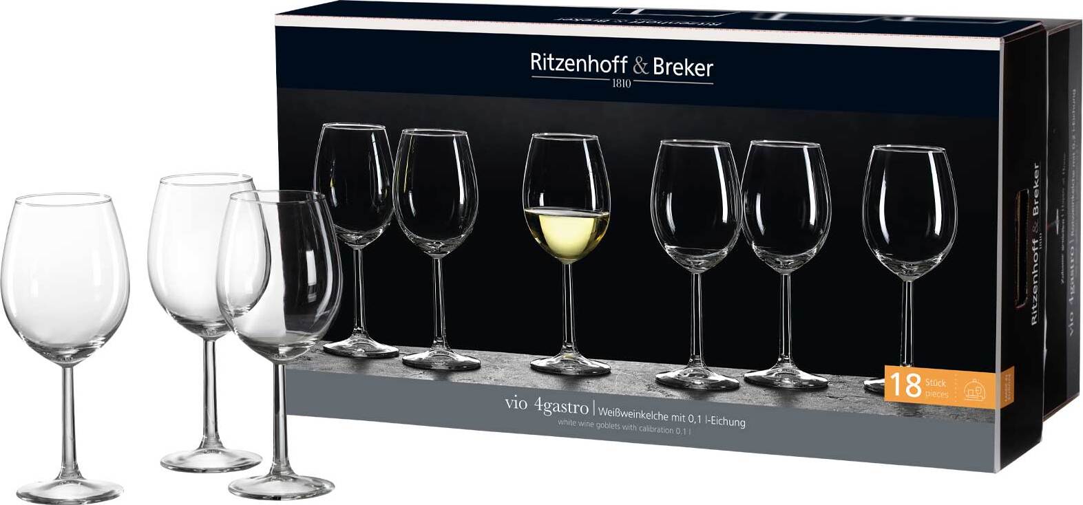 Ritzenhoff & Breker Vio Weißweingläser, 18-tlg., Weißweinglas, Weinglas, 100 ml, 818413