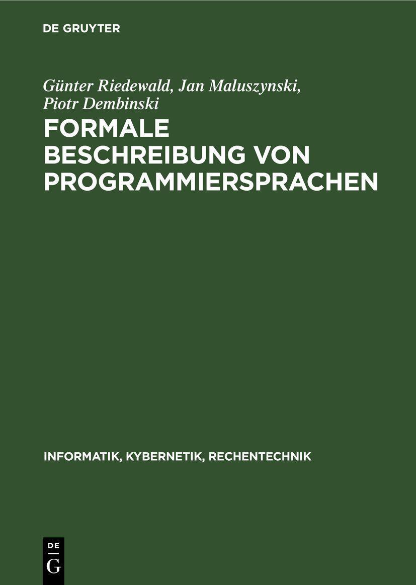 De Gruyter, Mercury Learning And Information Formale Beschreibung von Programmiersprachen