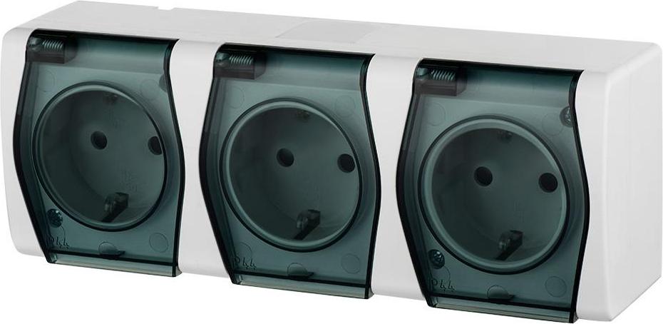 Elektro-Plast Elektroplast Socket Hermes2 3Pl Wh/Grey Ip44 1026-01