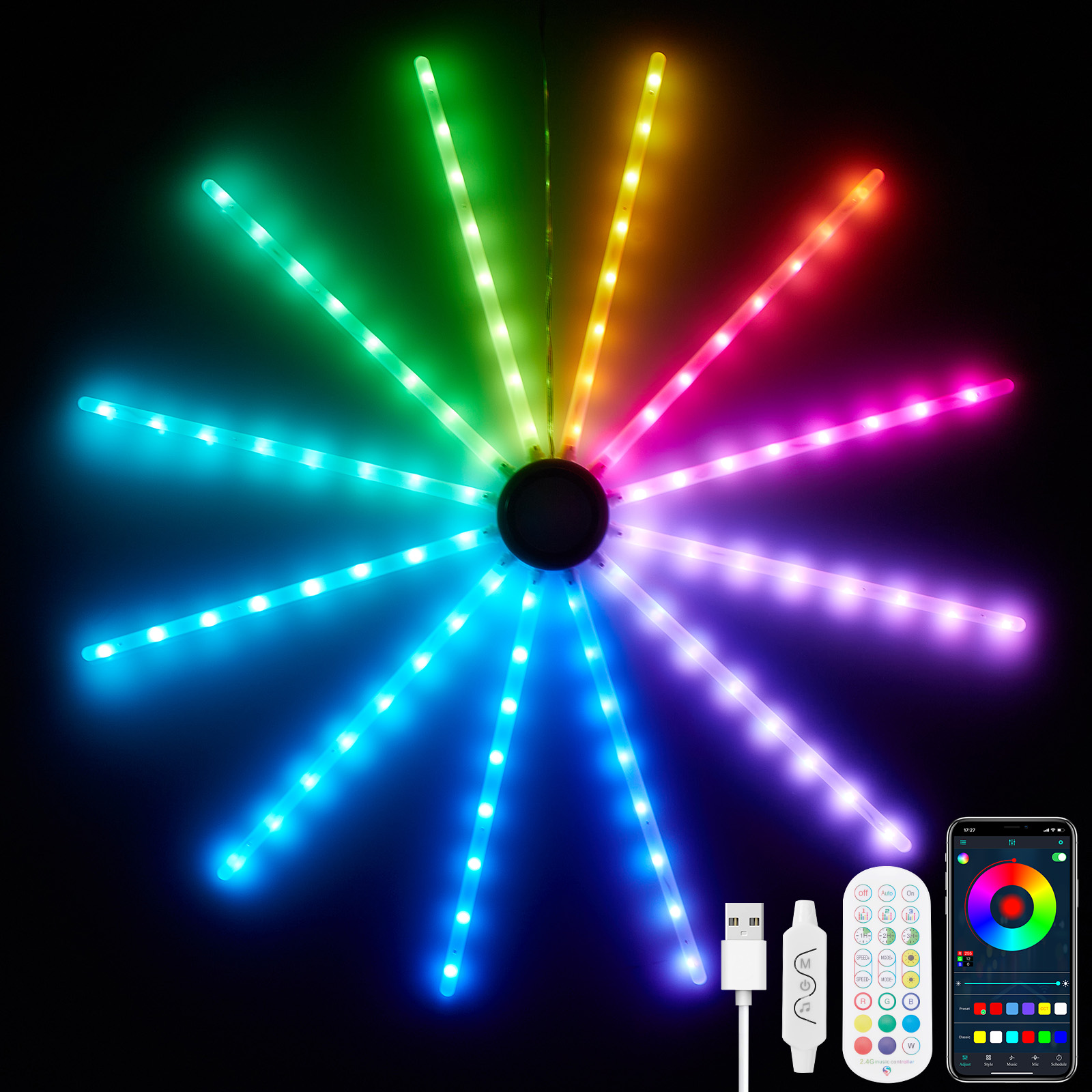 LED Feuerwerk Lichterkette Bluetooth RGB
