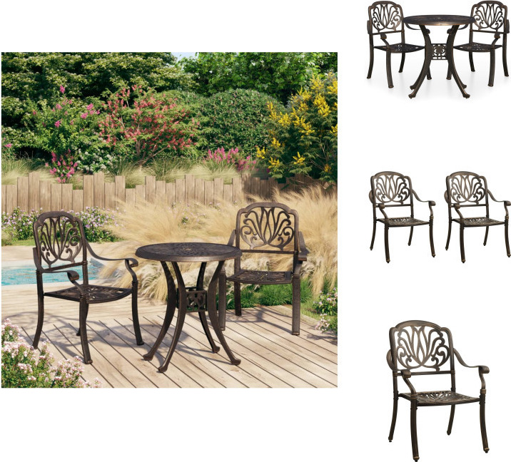 vidaXL 3-dielny bistro set hliníkový odliatok bronz - Záhradné nábytkové sety