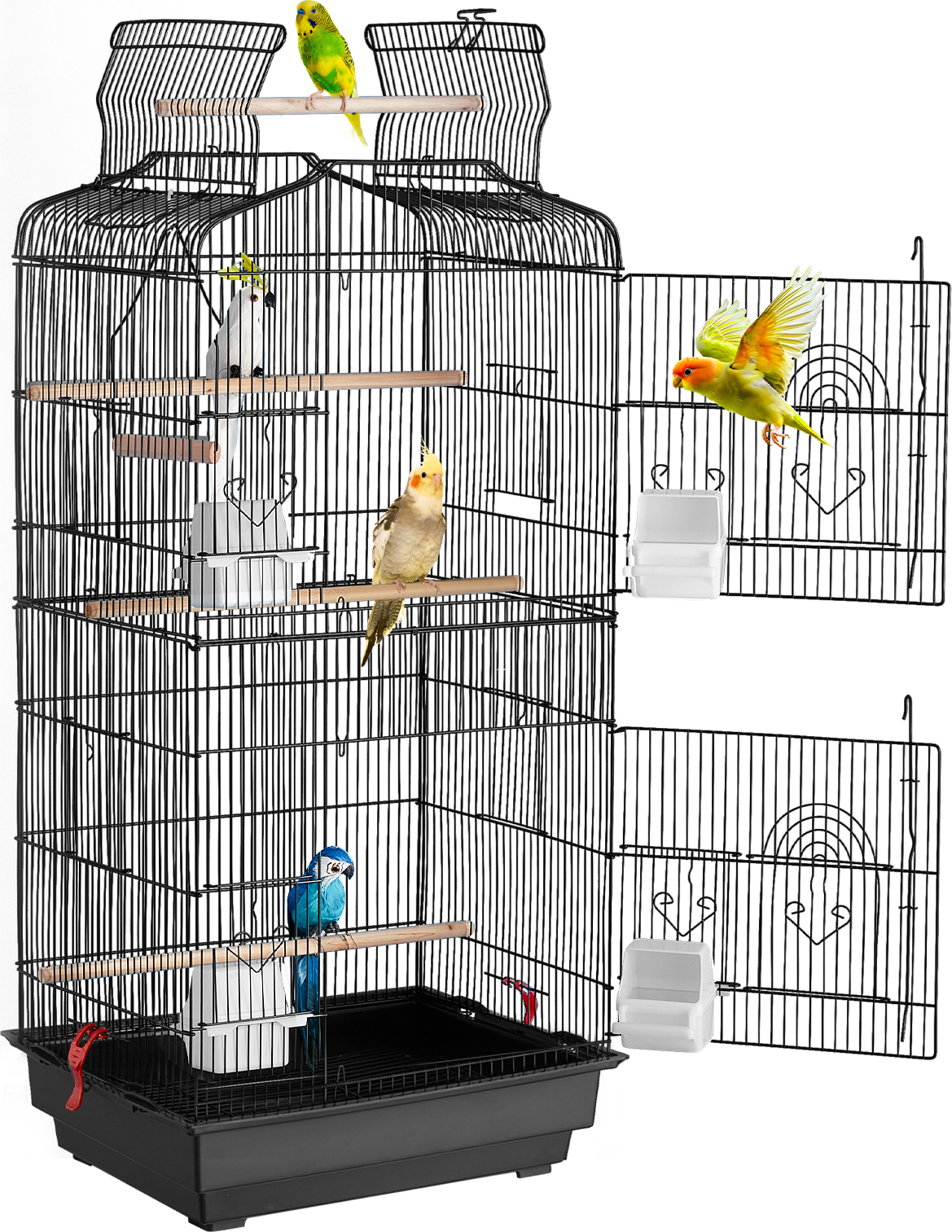 VEVOR Vogelkäfig, 457 x 355 x 925 mm, Vogelhaus für Sittiche, Finken, Kanarienvögel, Unzertrennliche, Nymphensittiche, Wellensittiche, kleine Mönchssittiche