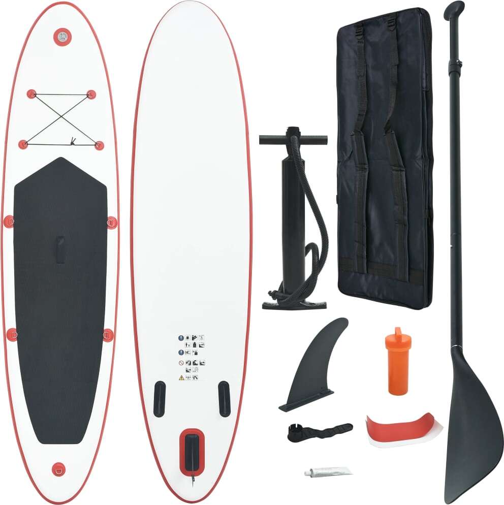 The Living Store Stand Up Paddle Board SUP Nafukovacie červeno-biele