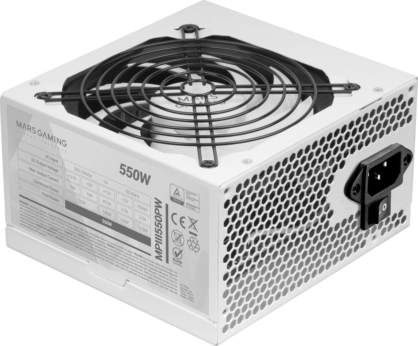 Mars Gaming MPIII550PW, 550 W, 220 - 240 V, 50/60 Hz, 7 A, Aktívny, 120 W