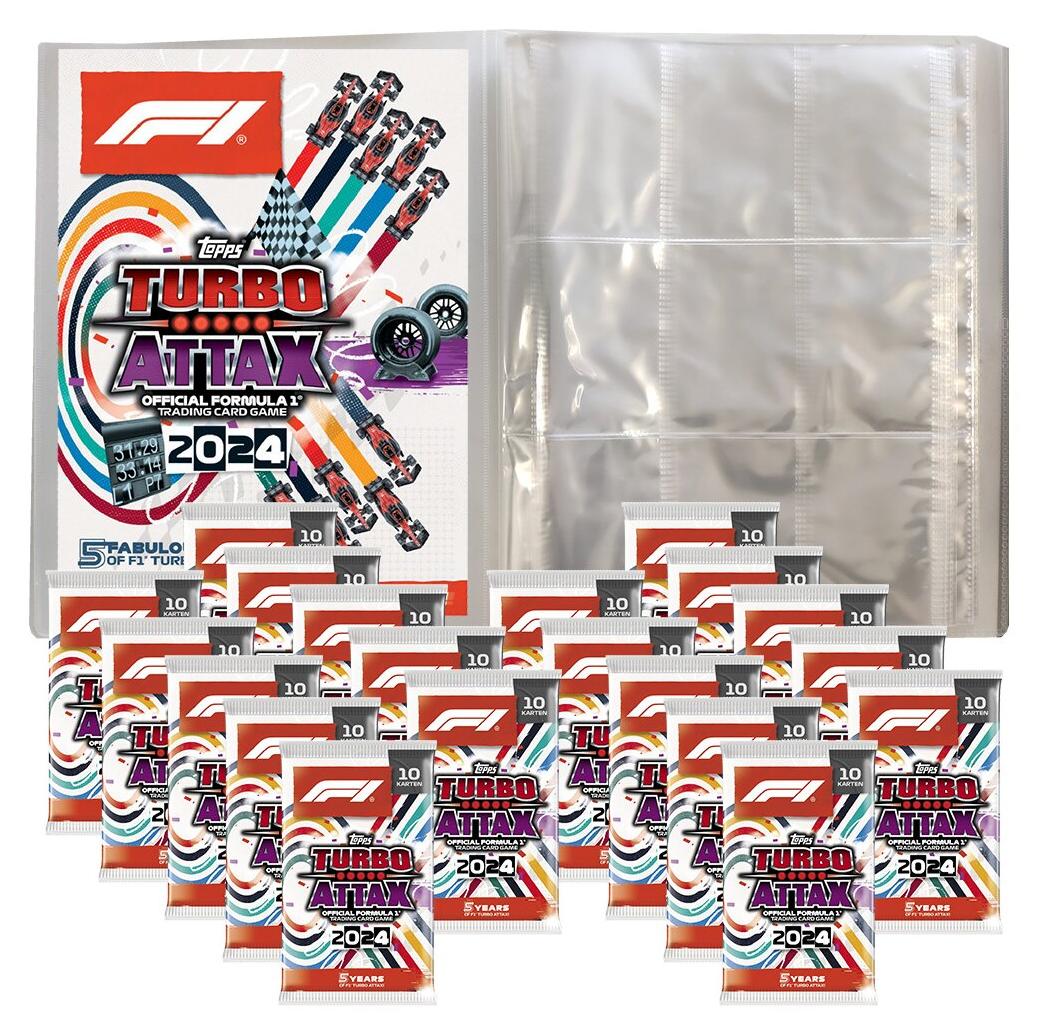 Topps - Turbo Attax Formel 1 2024 - 1 Leere Sammelmappe + 20 Booster