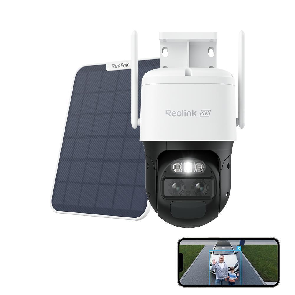 Sledovacia kamera Reolink 4K 8MP 4G LTE s batériou/solárnym panelom, dvojitý objektív, automatické priblíženie a sledovanie, detekcia osôb/vozidiel/zvířat, nočné videnie s reflektormi