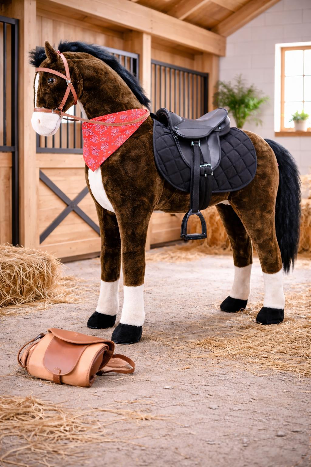 Sweety-Toys Sweety Toys 11087 Plüsch Stehpferd Reitpferd XXL 125 cm mit Sattel