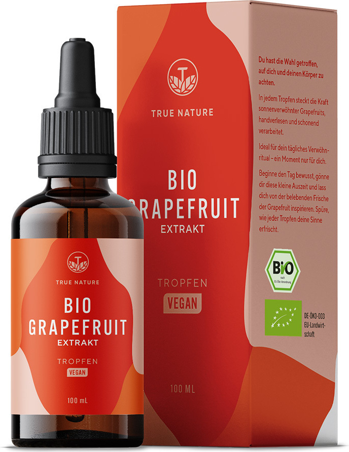 Grapefruit Extrakt Tropfen - 100ml Grapefruitkernextrakt - Vegan & Labor* - TRUE NATURE®