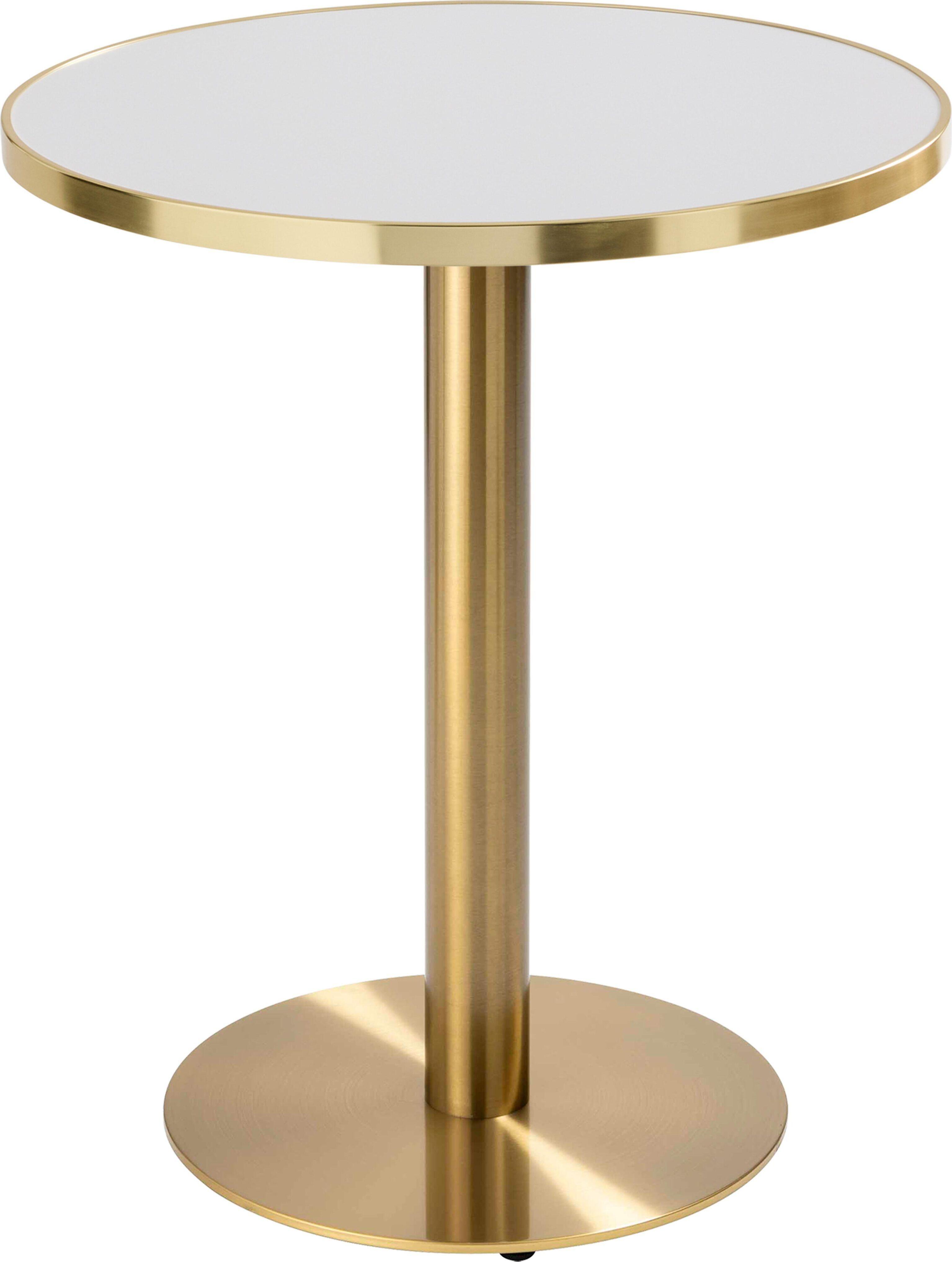 Runder Esstisch 60 cm, weiß/goldene Platte und goldene Beine - Oviala Montmartre