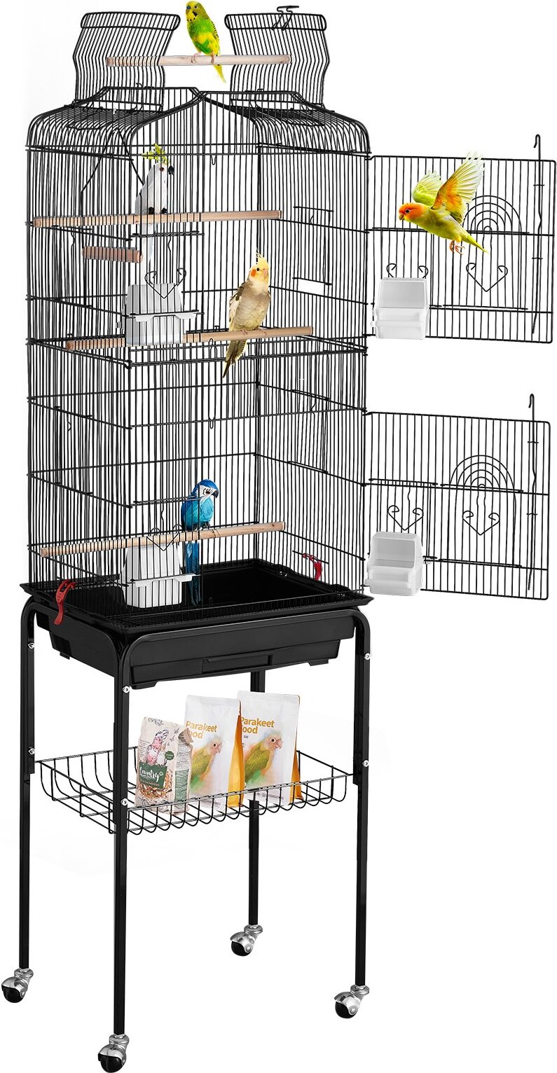 Zerbaco Vogelkäfig Vogelvoliere Vogelbauer Vogelhaus mit Ständer 45,7x35,5x151cm