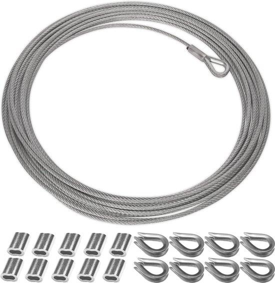 OEM Kabeltouw 2mm x 10m, Heavy-Duty RVS mit 10 Aluminium Klemmen und 8 RVS Fingernägeln für Leiter und Decken 2026
