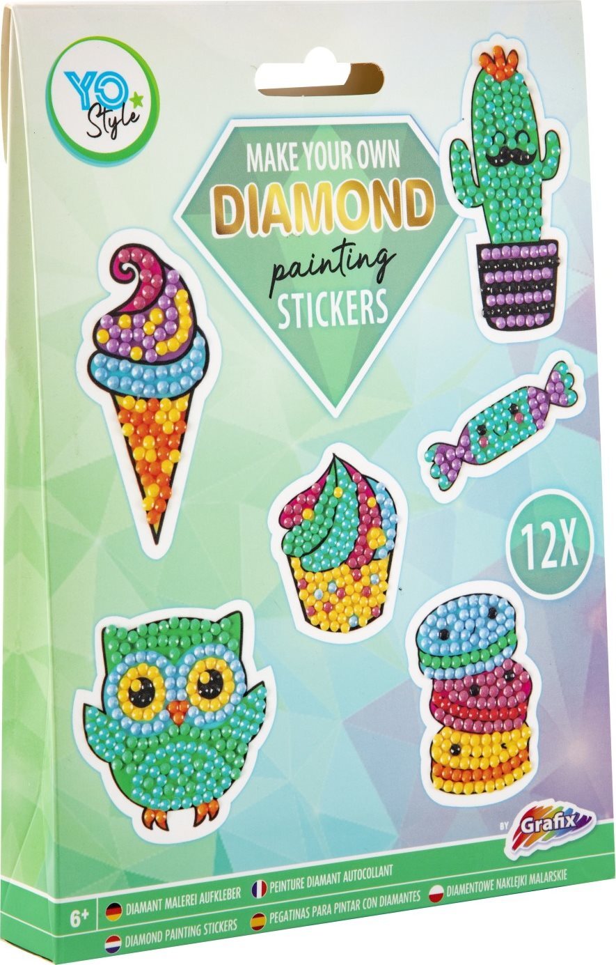 Grafix Diamond Painting Sticker Süß(12 Sticker je Pack)
