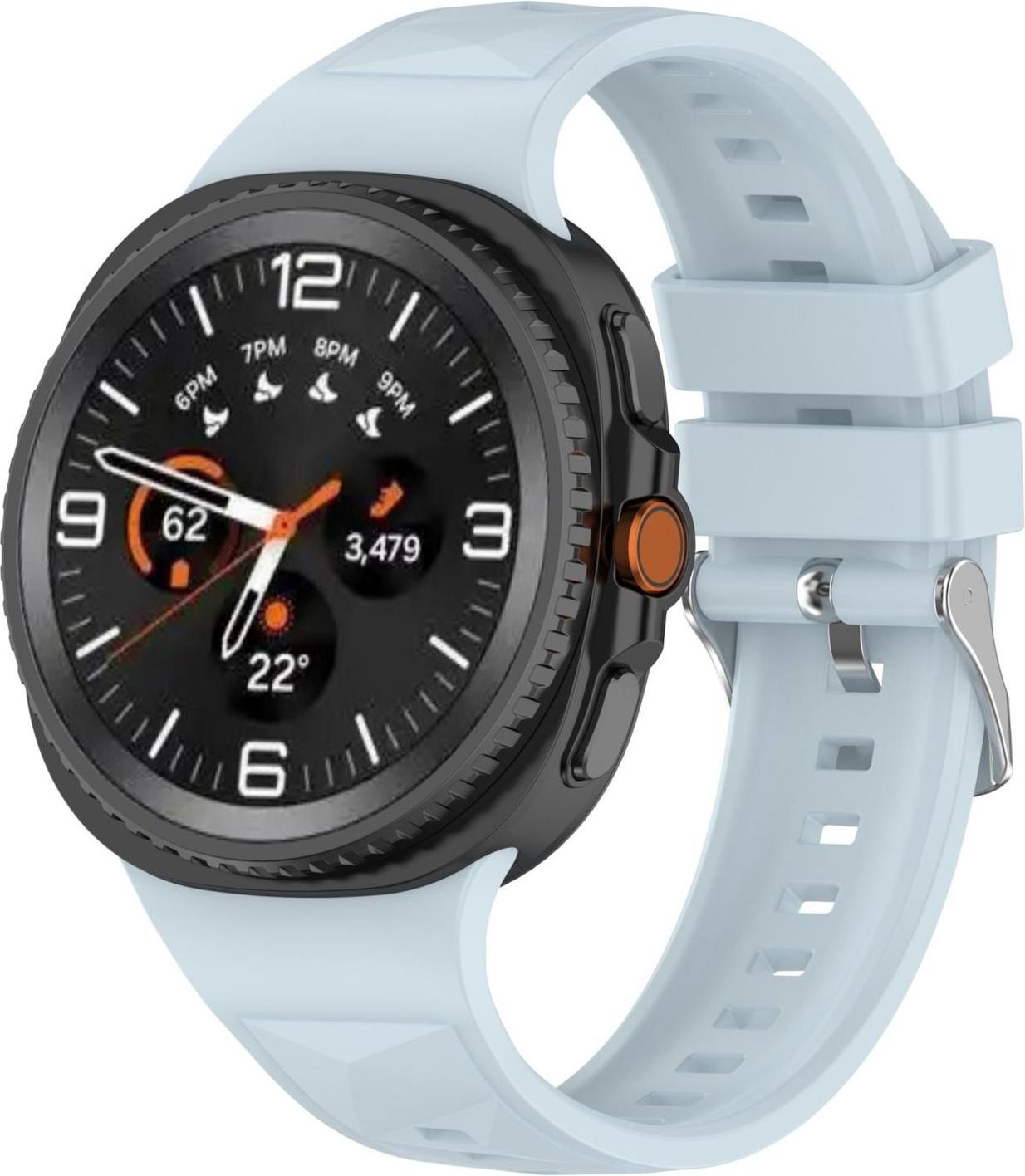 Pre Samsung Galaxy Watch 8 / 8 Classic / Ultra 2 Ice Crystal Design Silikon Armband Hellblau