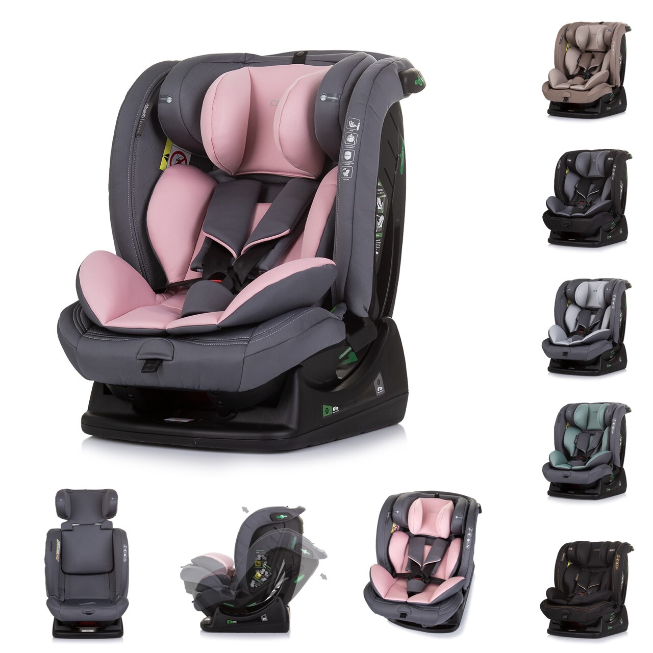 Chipolino Kindersitz i-Size Aviato (40 - 150 cm) Gruppe 0/1/2/3, verstellbar pink
