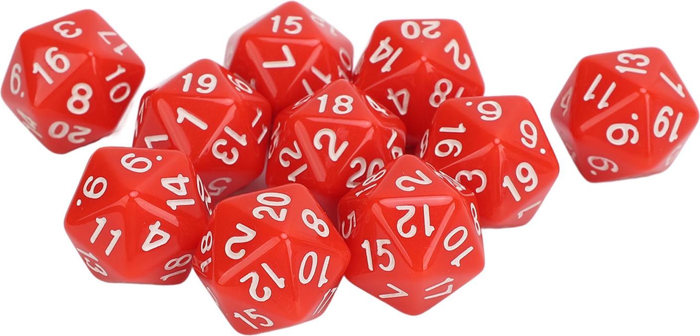 Gistuch 10pcs Polyedrale Würfel setzen Kunststoff Leicht 20 Seiten für Rollenspieltischspiele rot
