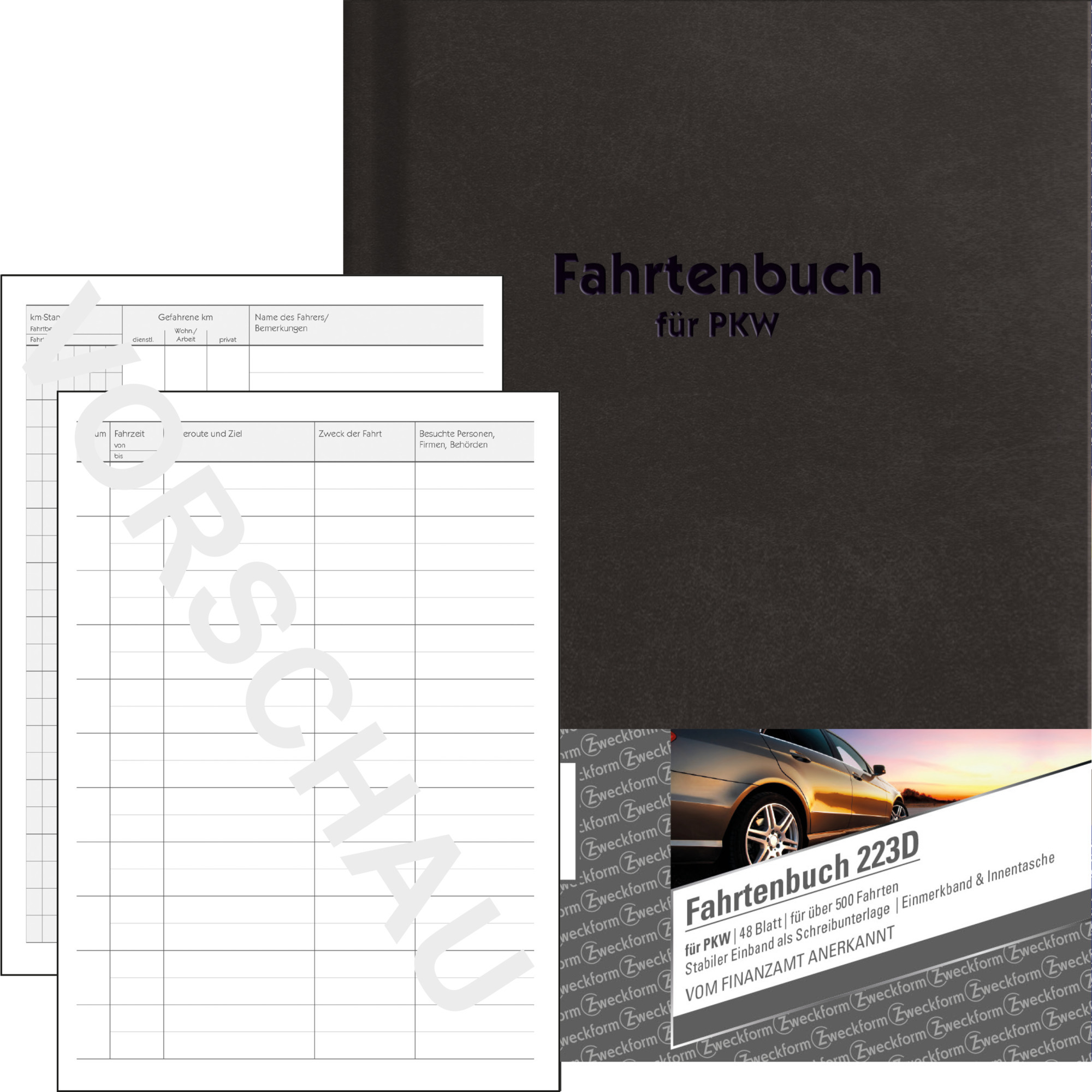 Avery Zweckform 223D, Fahrtenbuch, für PKW, A5, Hardcover, 96 Seiten für 506 Fahrten