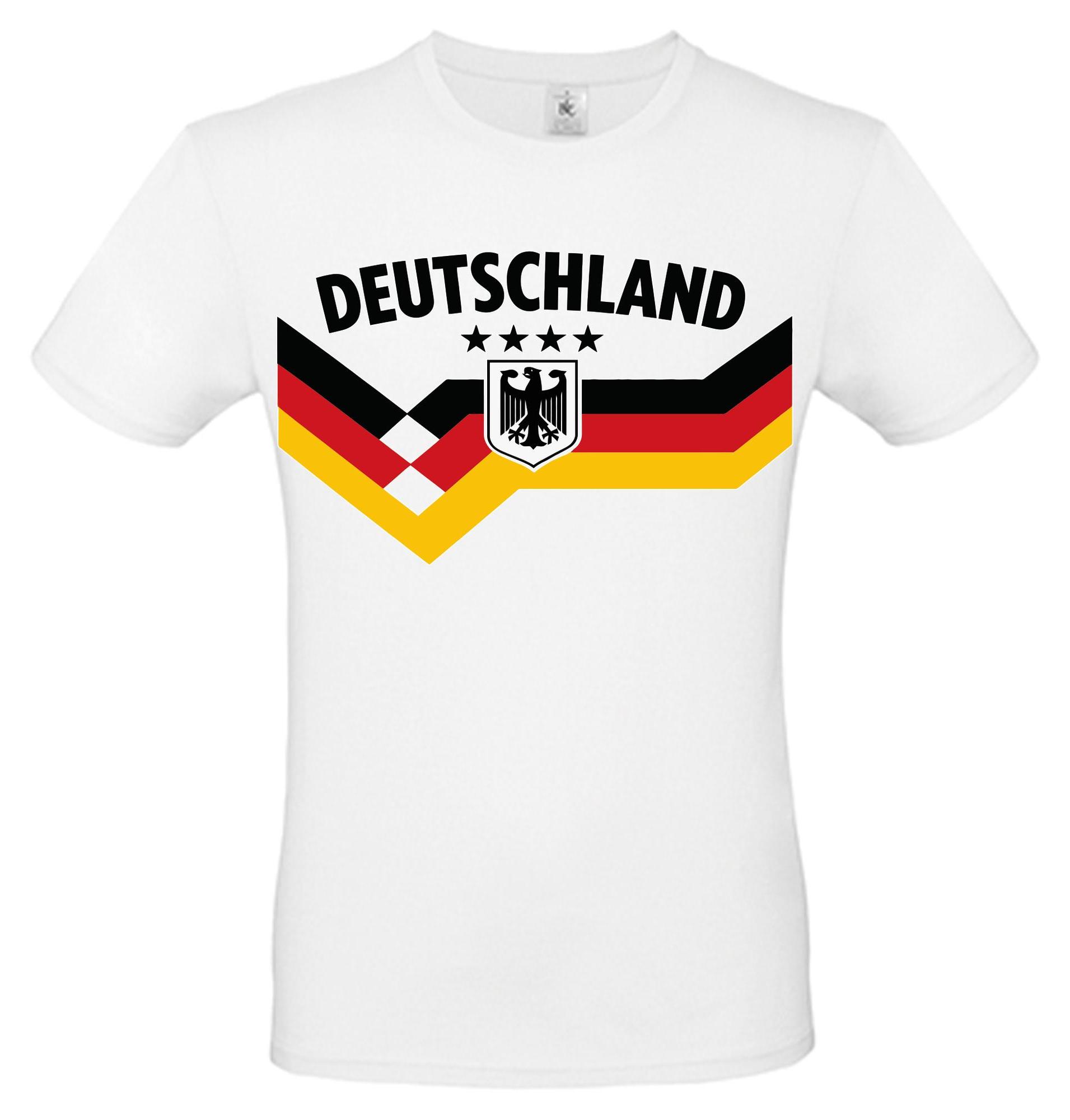Alsino Deutschland T Shirt mit Schriftzug Fan Shirt Fußball EM WM Trikot Look Herren Damen Public Viewing Fanartikel Weiß Shirt Größe wählen: XXL DTF-229-XXL