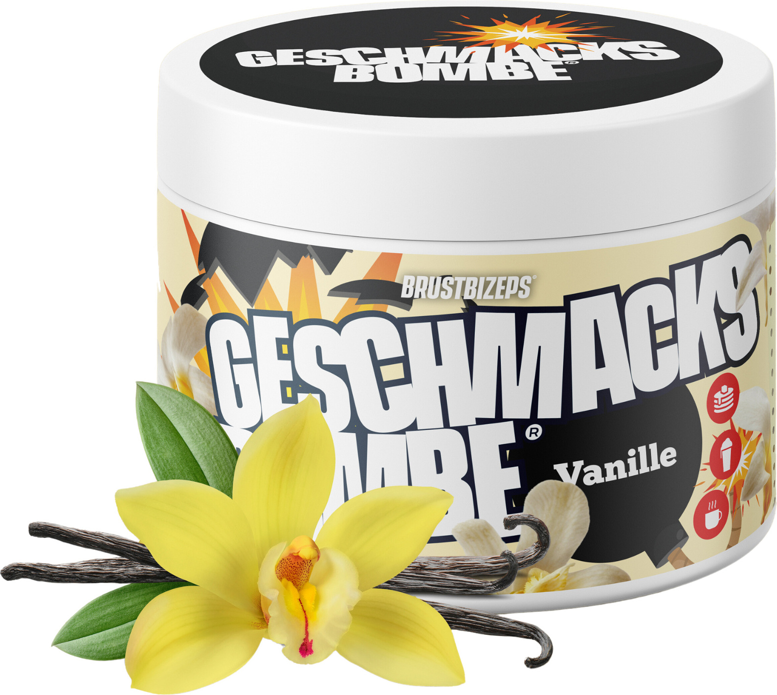 BRUSTBIZEPS Geschmacksbombe – Zuckerersatz Geschmackspulver, Vegan & Glutenfrei, Vanille 200g