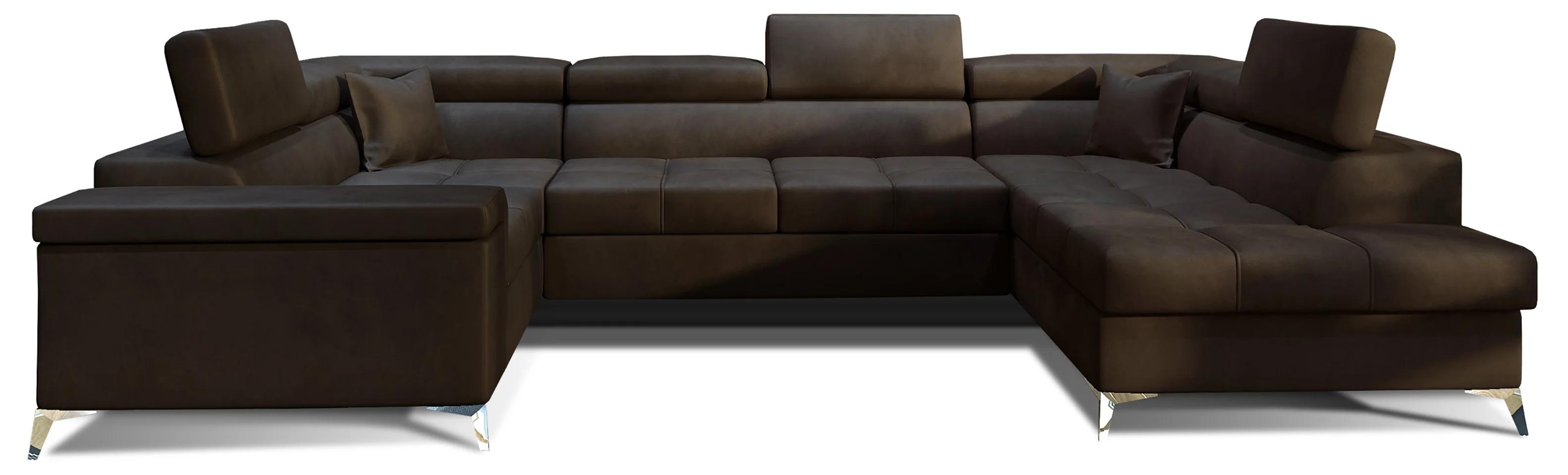 VENETI Geräumiges U-förmiges Sofa SEREIA – dunkelbraun, echtes Design 162-01-02053
