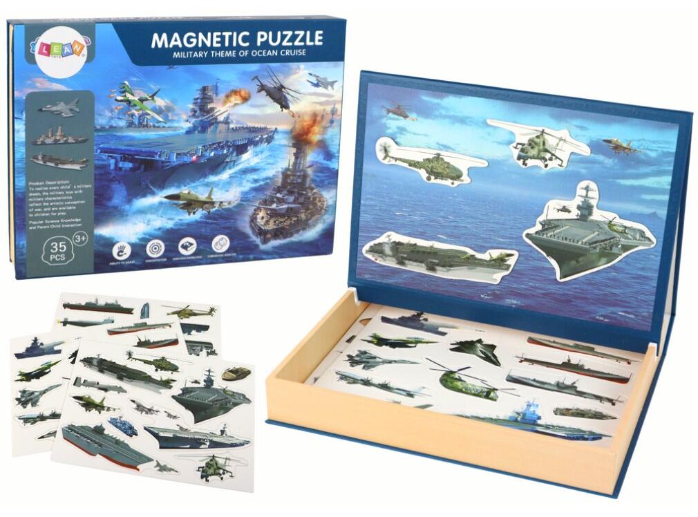 Lean Toys Ein Set lehrreicher Magnetpuzzles mit Militärschiffmotiv LTY-16667-uniw