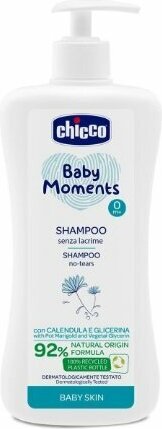 CHICCO Šampón na vlasy s dávkovačom Baby Moments 92 % prírodných zložiek 500 ml