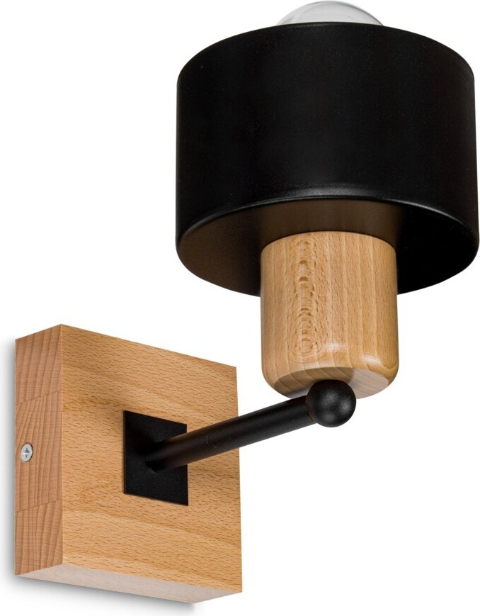 alfalux Schwarze Wandlampe Holz WAND-SC10x10BU Wandleuchte