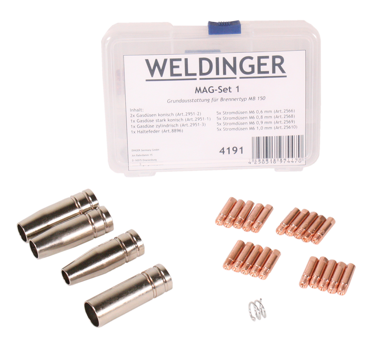 WELDINGER MAGSet 1 für MAG Schweißgarnitur Typ MB 150 (Grundausstattung 0,6 - 1,0 mm Zubehörset) MAGSET1