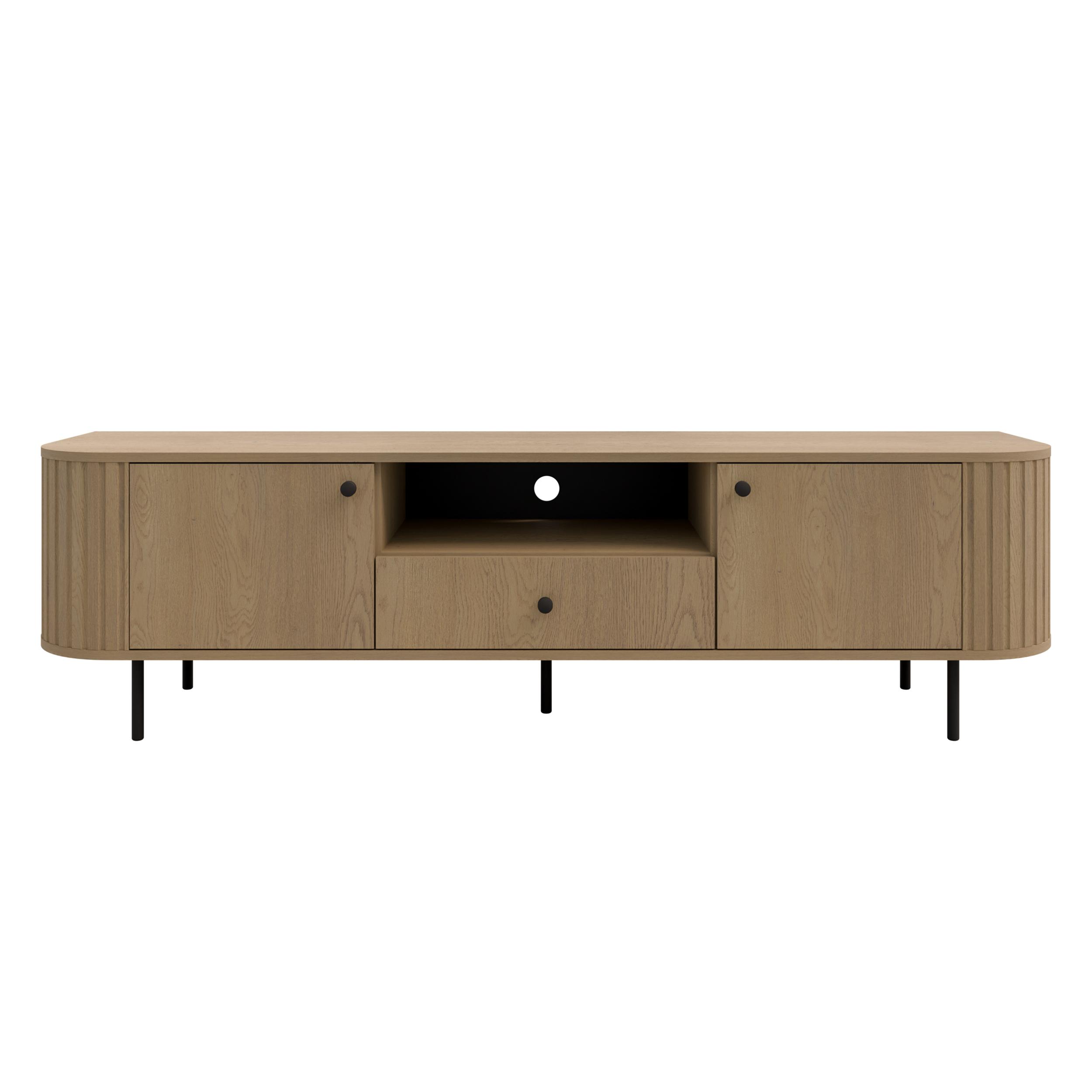 AX LIVING TV-Schrank Halay Eiche Cremona, 2 Türen & 1 Schublade Moderne Rillenstruktur 180,6 cm N4012