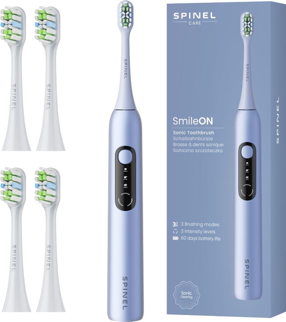 SpinelCare SmileOn Blue Elektrische Zahnbürste + 4 Tipps Weiß Neu