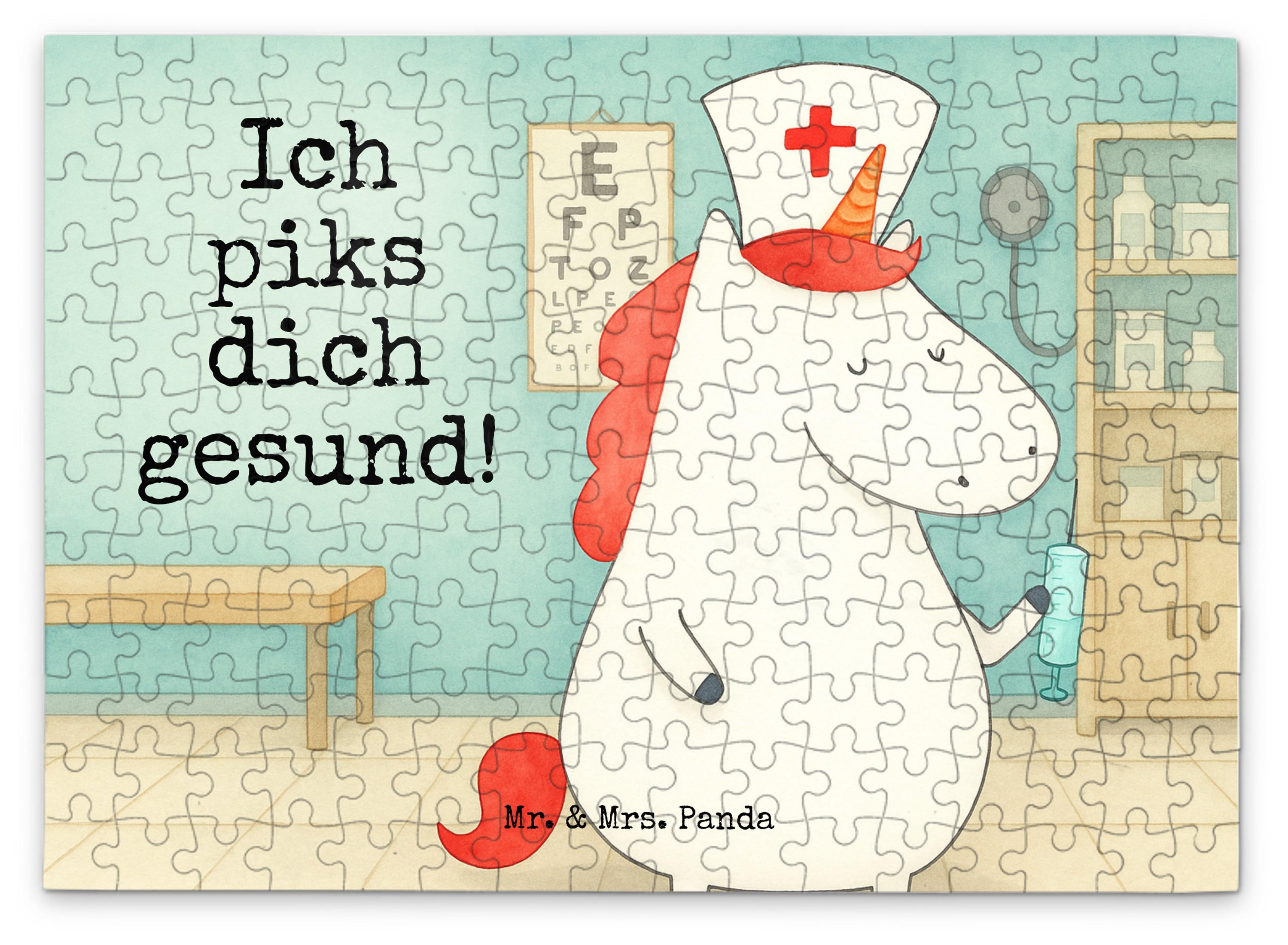 Mr. & Mrs. Panda Puzzle Einhorn Krankenschwester Design 192 Teile - Weiß - Geschenk, Krankenpflegerin, Krankenhaus, Krankenpfleger, Puzzlespiel, Ärztin, 2000, 1500, 500 PD-1910909-STANDARD