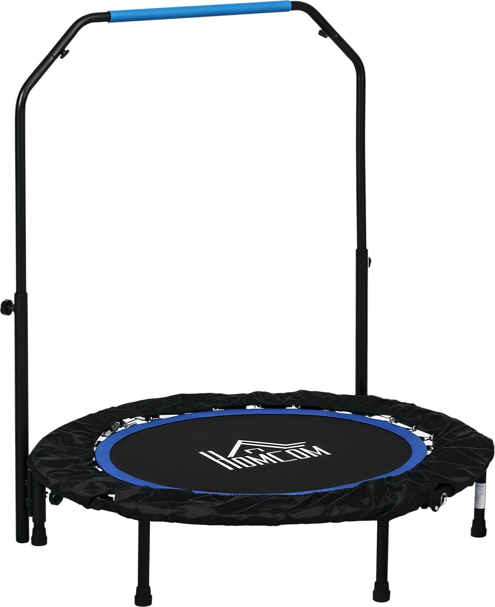 HOMCOM fitness trampolína 102 cm, skladacia mini trampolína so 4-cestnou výškovo nastaviteľnou rukoväťou, fitness odrážadlo pre dospelých, do 100 kg