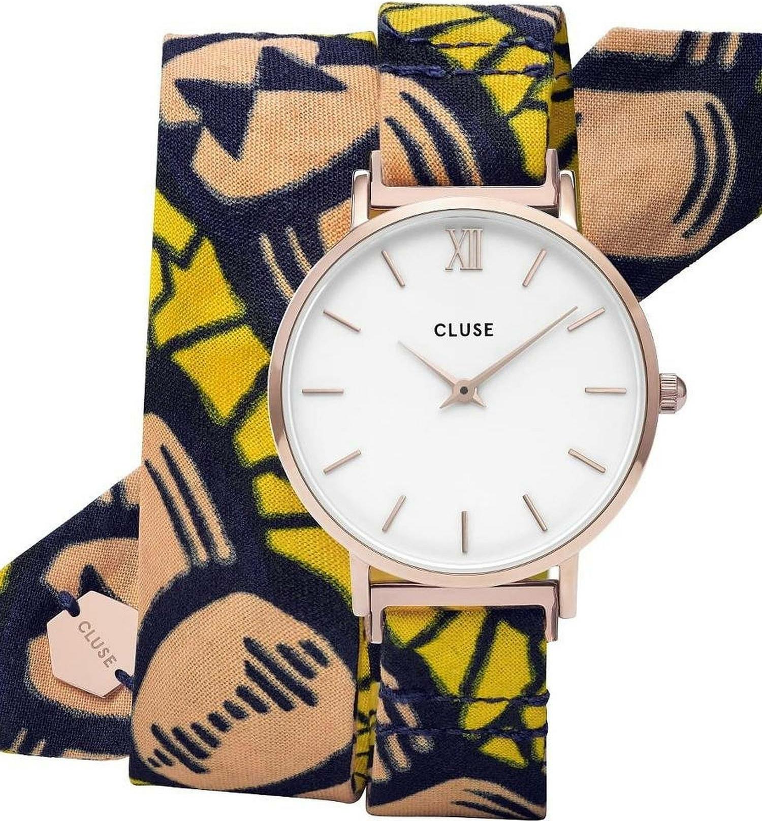 Cluse Damen Armbanduhr Minuit Mino 33 mm Wickel-Stoffarmband Armband Stoff CL30057 DJ-0117374