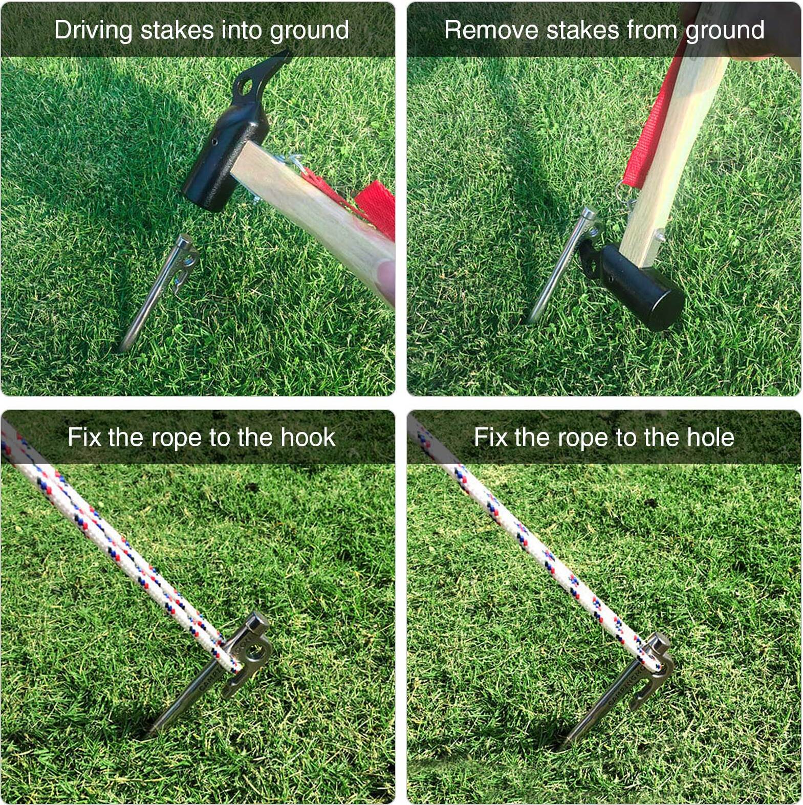 Cocosity Zeltheringe aus Stahl, Zeltheringe, Zeltheringe mit Hakenöse