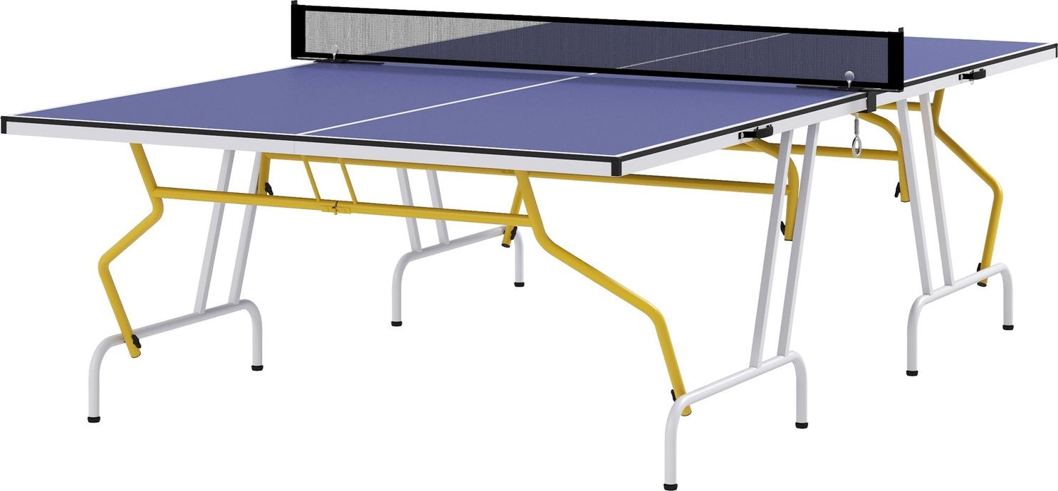 JTI GmbH Tischtennisplatte Tischtennistisch In Viertel Klappbar Mit Tischtennisnetz, 2 Tischtennisschlägern, 3 Bällen, Blau
