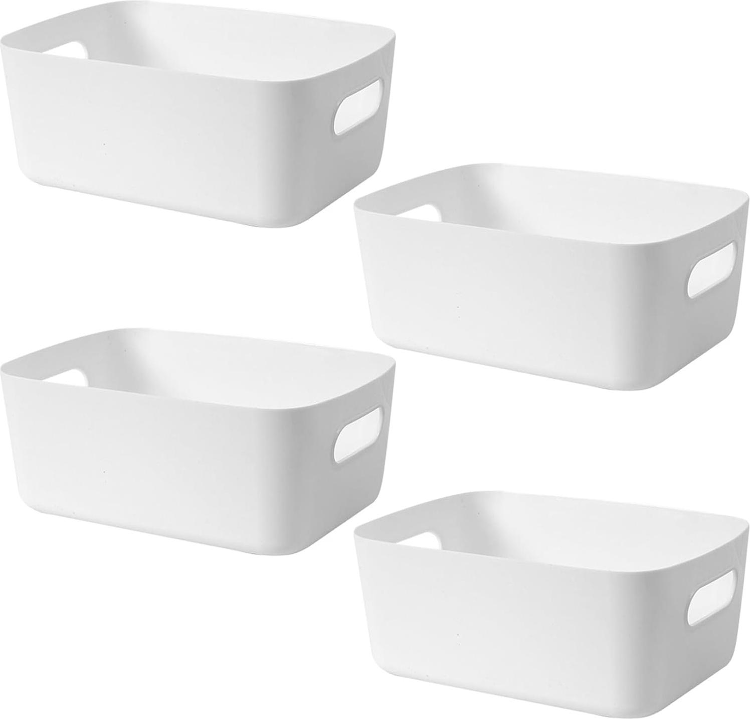 Markenlos Plastik Aufbewahrungsboxen 31 cm - aufgeräumter Organizer für Büro und Zuhause - weiß - Set von 4 - Aufbewahrungskörbe - Lagerung - Plastikboxen - Schubladenorganizer - kleines Regal - Studio 31 x 21 x 12