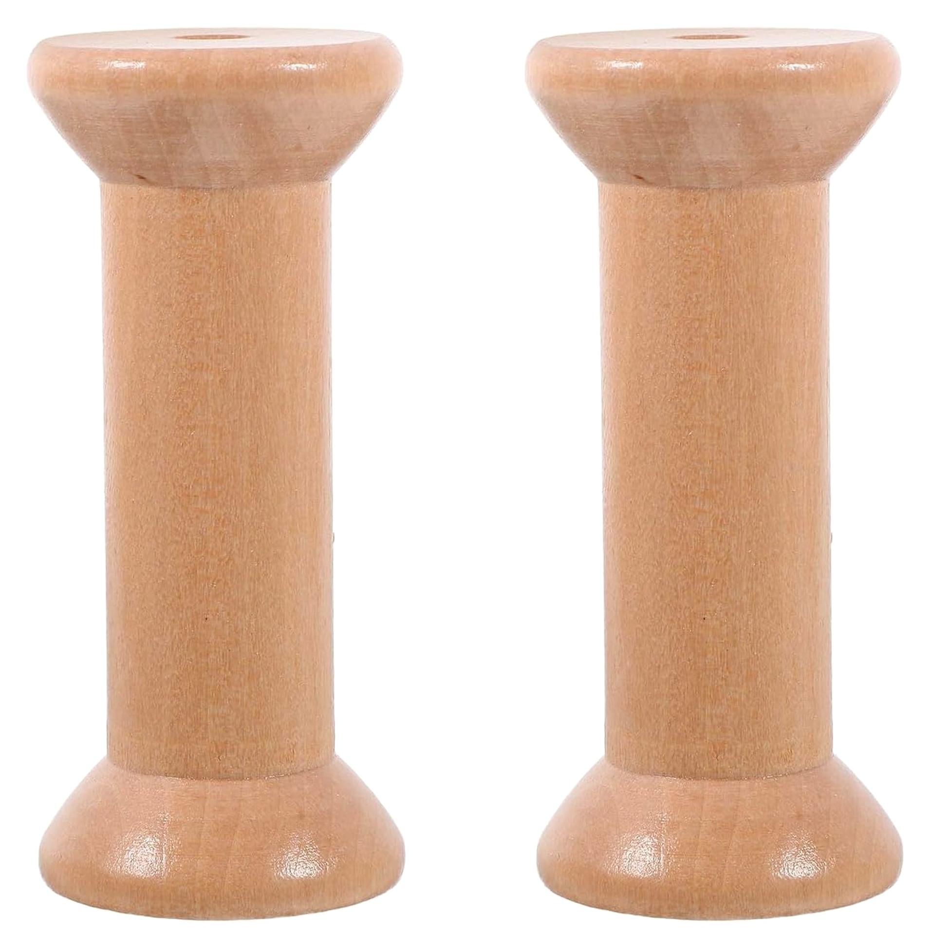 Markenlos Holzspulen für Garn 2 Stück Vintage Spulen Drehbare Garnhalter in Beige
