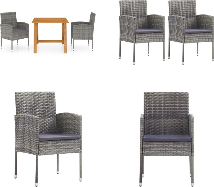 vidaXL 3-dielny záhradný jedálenský set sivý - Záhradný jedálenský set - Záhradné jedálenské sety - Záhradný nábytok - Záhradný set nábytku