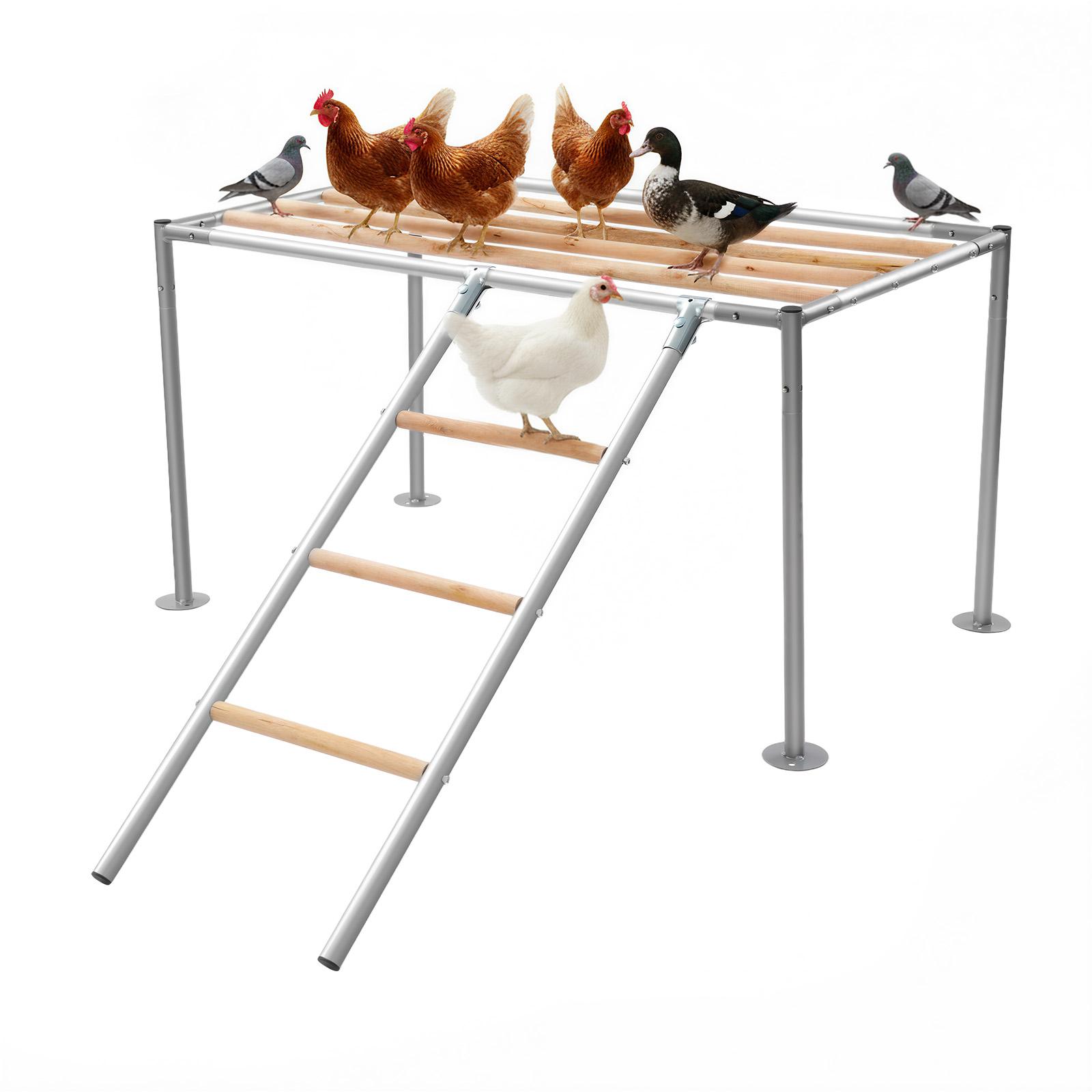 GreatDEshop2021 Plattform Hühnerstange, 105*60*60cm Plattform Hühnerstange mit Hühnerleiter, Hühnerstange für Hühnerstall YLBSXA-004100-WL