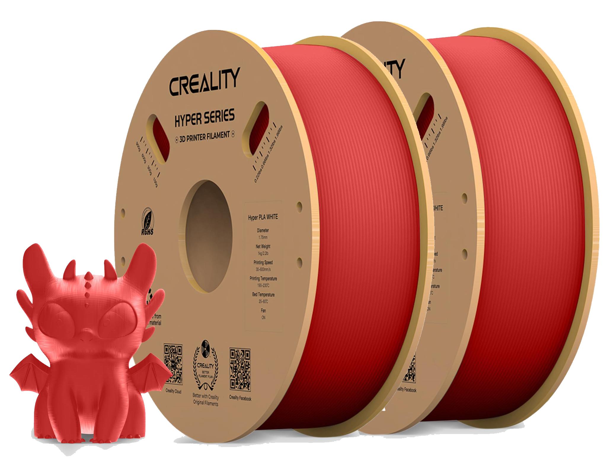 CREALITY 3D Creality Hyper PLA Filament Set, 1,75mm, 2KG für 3D Drucker, 2 x 1kg, - Rot